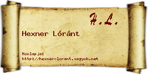 Hexner Lóránt névjegykártya